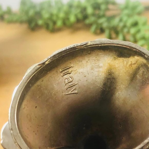 Silver Plate Italy Angel Candle Holder holds 2 Small Candles Over 3 Inches - Picture 6 of 6